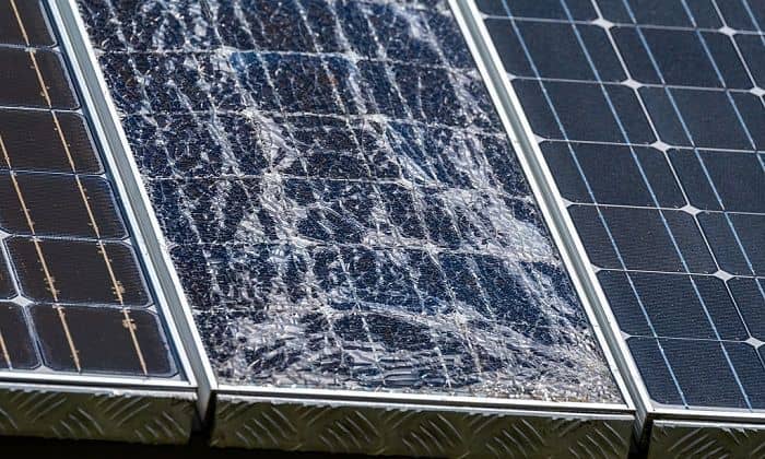 damage in industrial solar panel