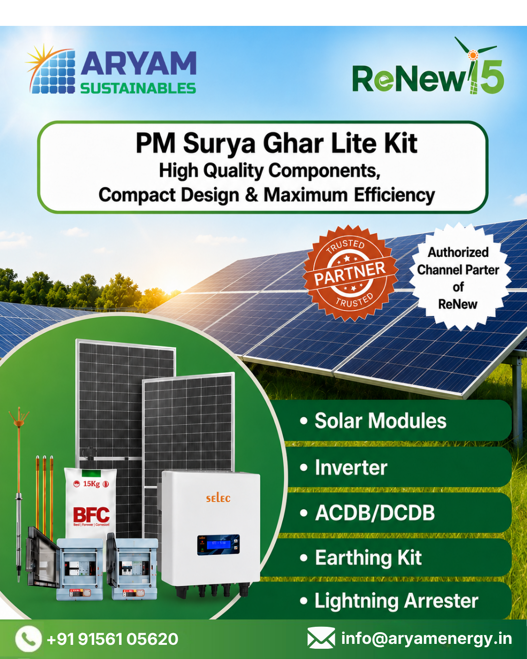 Aryam ReNew Solar PM Suryaghar 3 kWp Kit System diagram