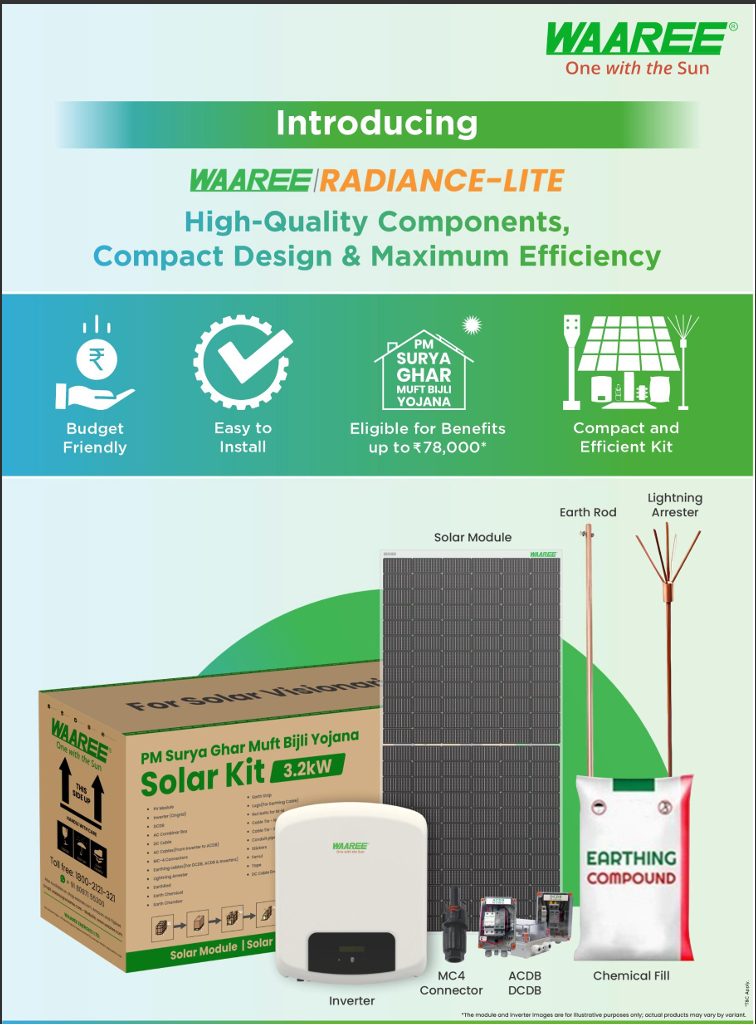 Aryam Waaree Energies PM Suryaghar 3 kWp Kit System diagram